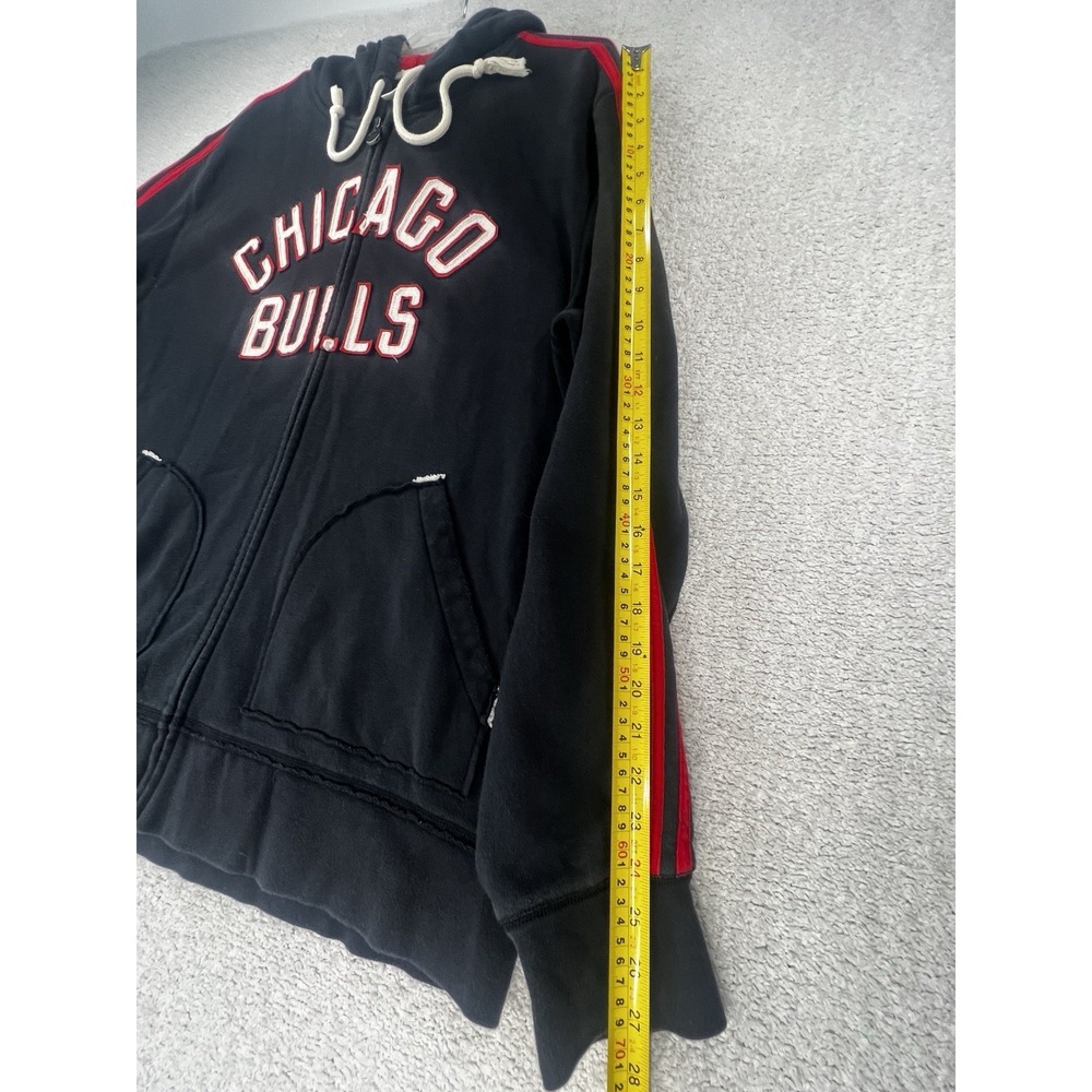 Chicago Bulls Adidas Hoodie Mens 2XL Black Red NBA Basketball 3 Stripes Zip EUC - Picture 10 of 16
